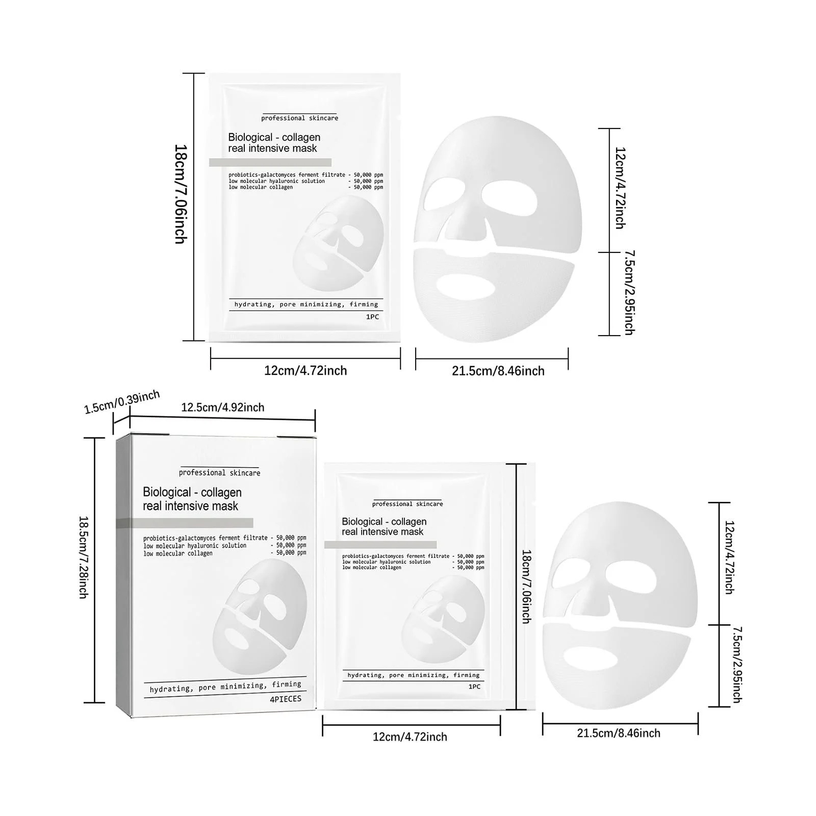 Маска для лица Skaind Hydraglow Deep Увлажняющая, Skaind Коллагеновая маска, Коллагеновая маска для лица против морщин, Увлажняющая ночная маска, Маска для лица против старения для лифтинга, укрепления и увлажнения (12 шт.), фото №9