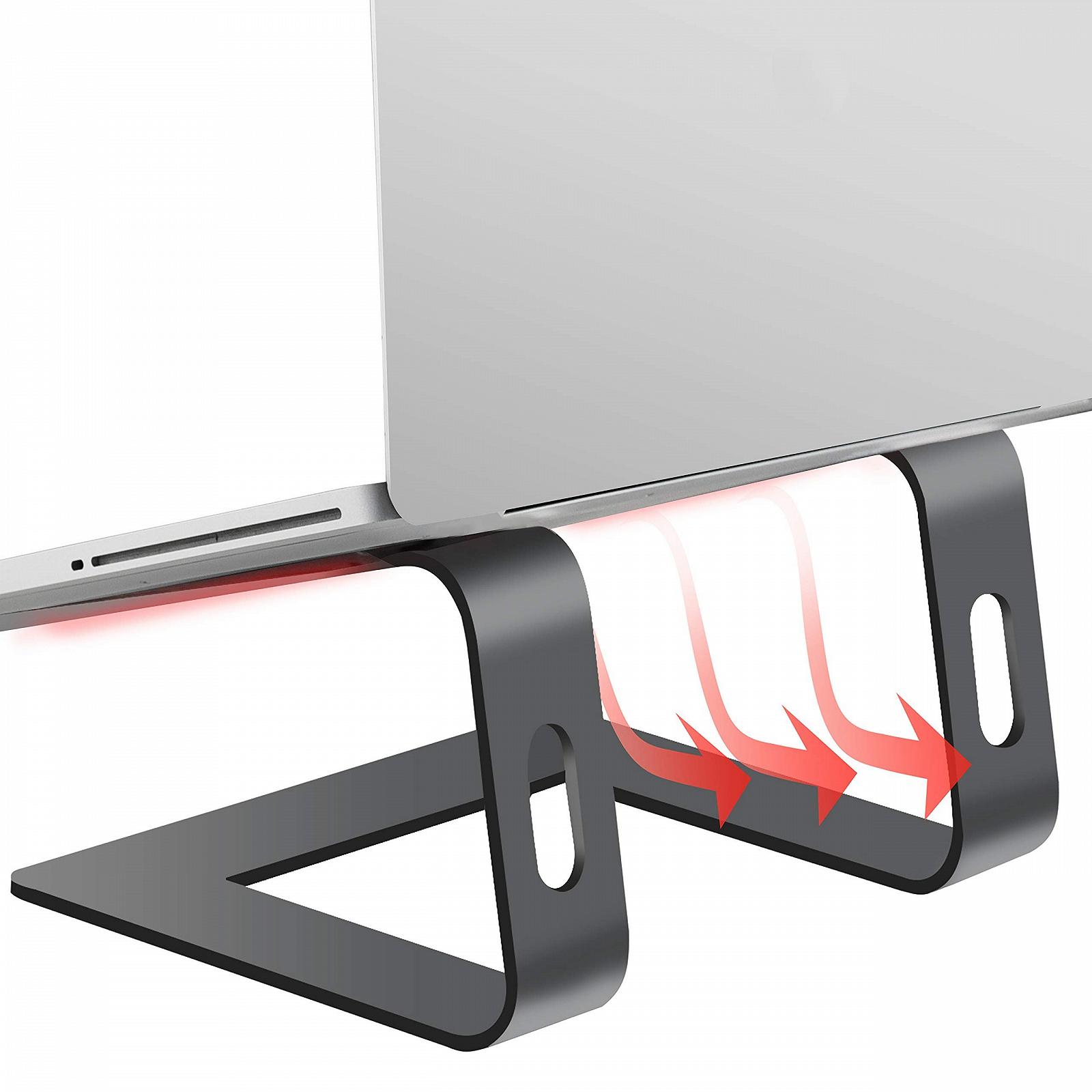 Підставка для ноутбука Orionstar, ергономічна підставка для ноутбука для столу, алюмінієва з вентиляцією, сумісна з MacBook Air Pro, Samsung Notebook 10-15.6 дюймів, сіра, фото №4