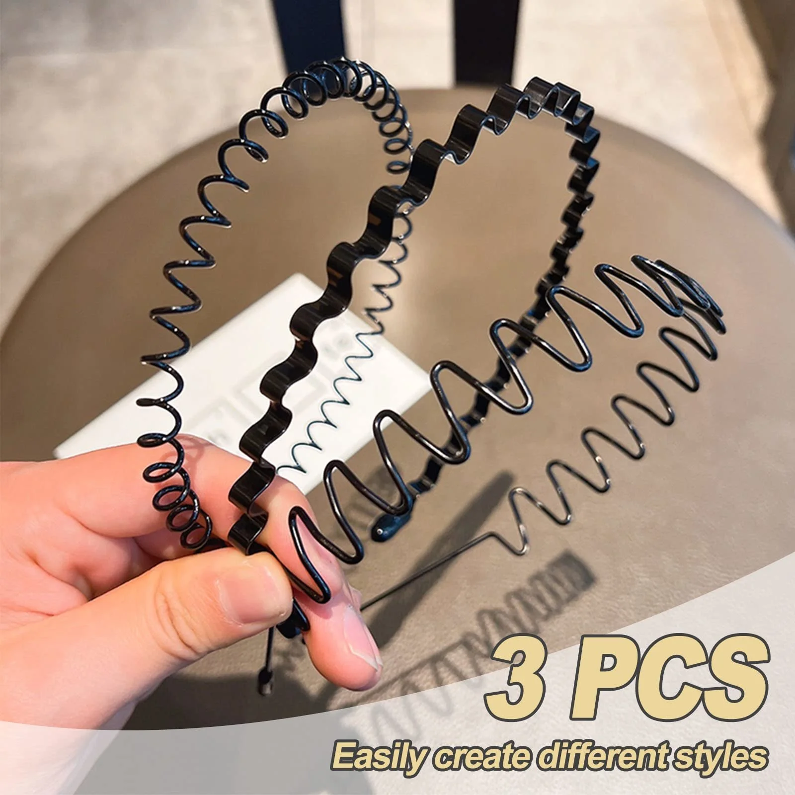 Набір металевих обручів для волосся 3 шт., фото №5