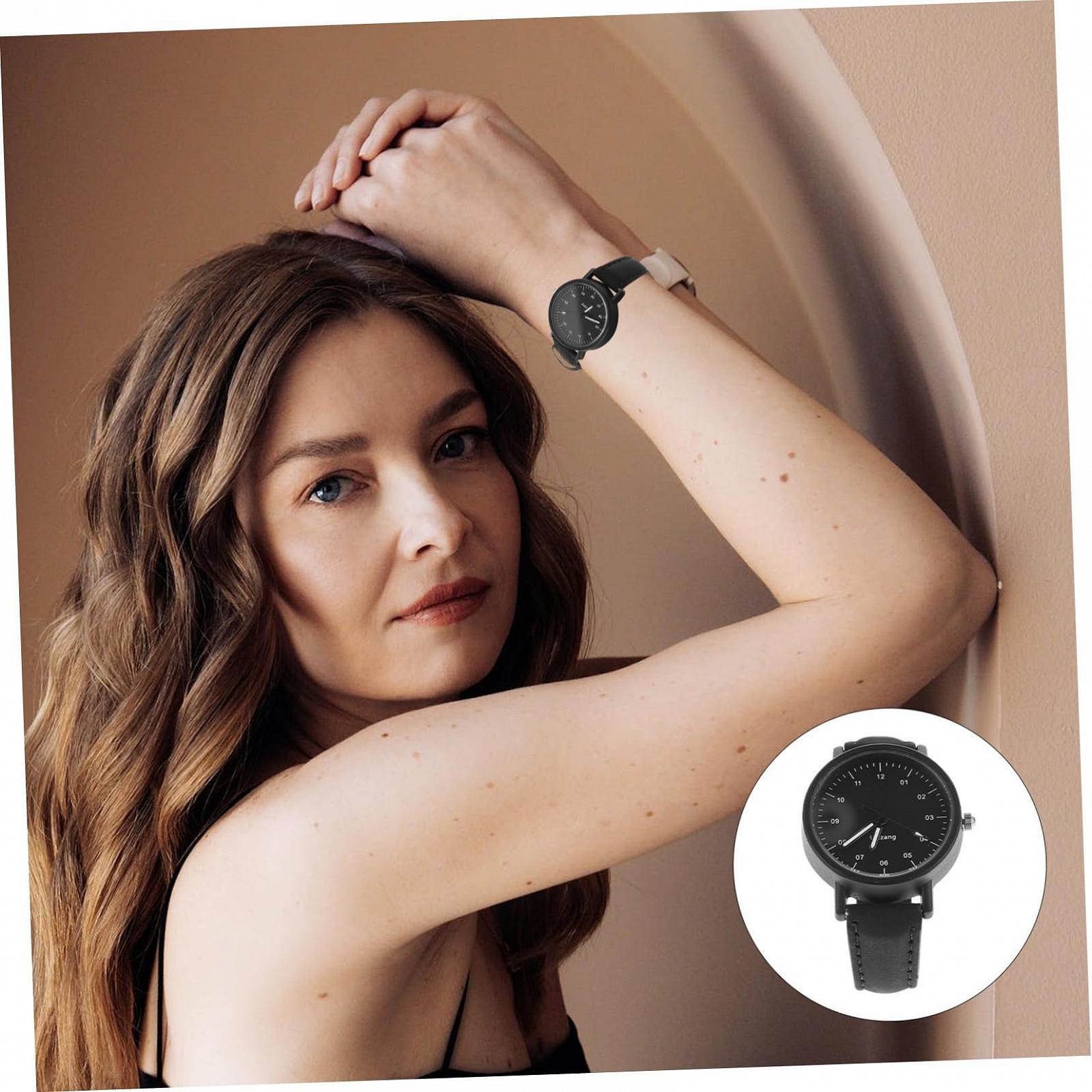 Винтажные часы WRITWAA Минималистичные часы Женские наручные часы с ремешком для девушек S Простые женские часы Универсальные часы Повседневные женские часы Женские часы с ремешком Black PU, фото №8