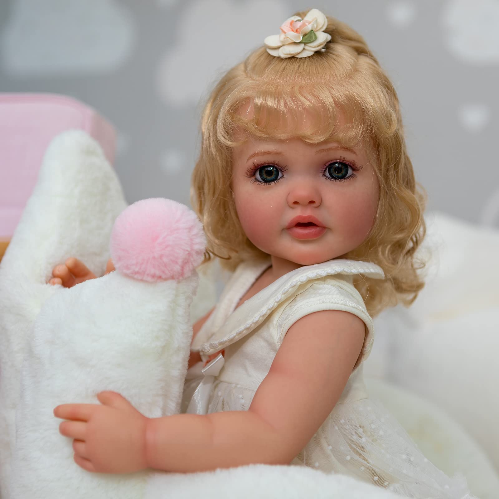 Кукла Zero pam Reborn Baby Full Silicone Lifelike 22 дюйма с белыми волосами, фото №1