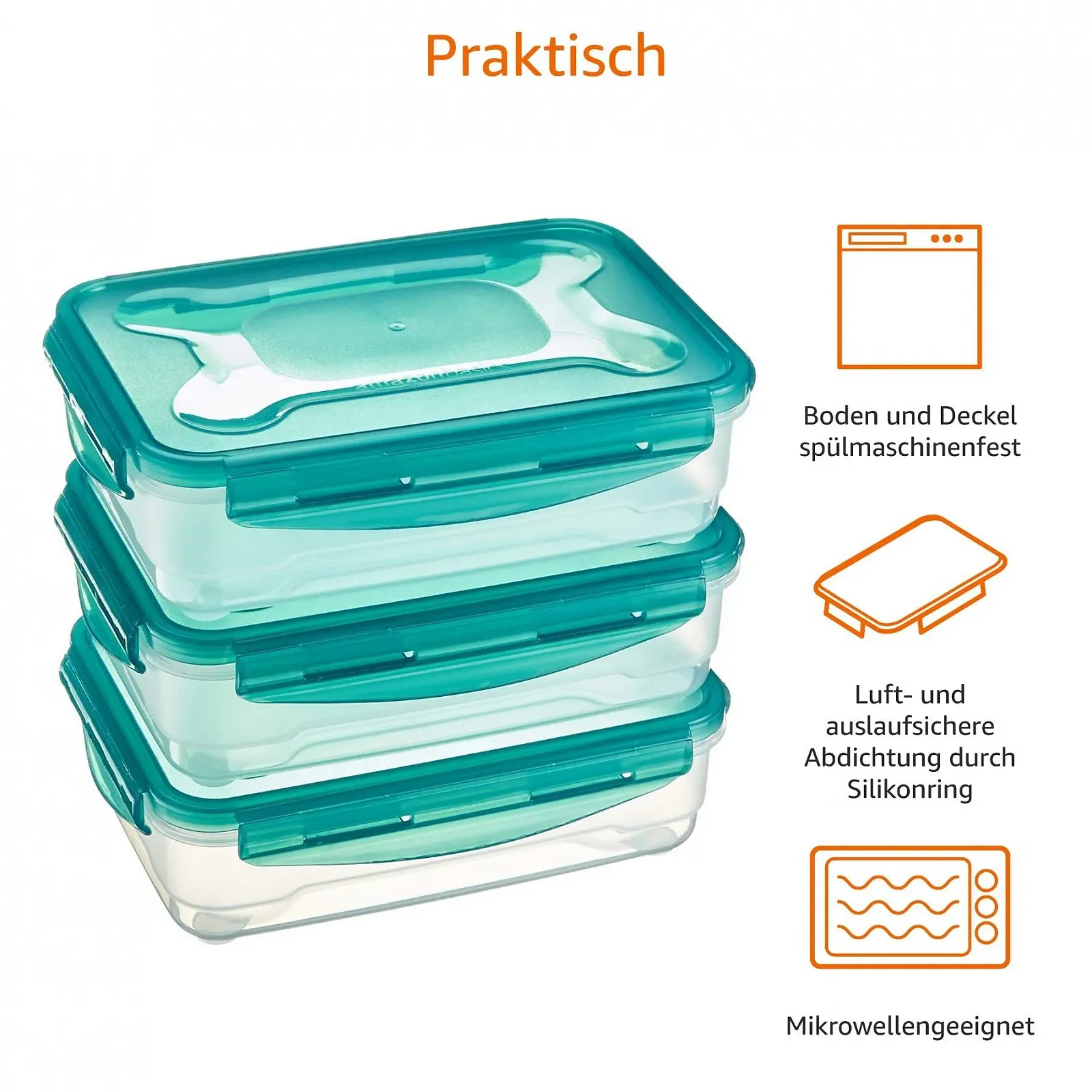 Набор контейнеров для хранения продуктов AmazonBasics герметичный 3 шт 3 x 1.2 л, фото №5 Набор контейнеров для хранения продуктов AmazonBasics герметичный 3 шт 3 x 1.2 л, фото №5