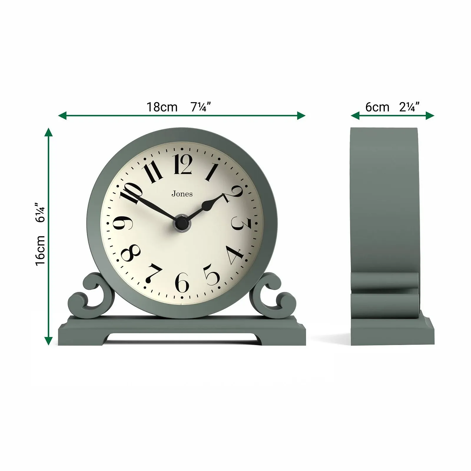 Настільний годинник JONES CLOCKS Saloon Традиційний дизайн Twin Snail Зелений, фото №4