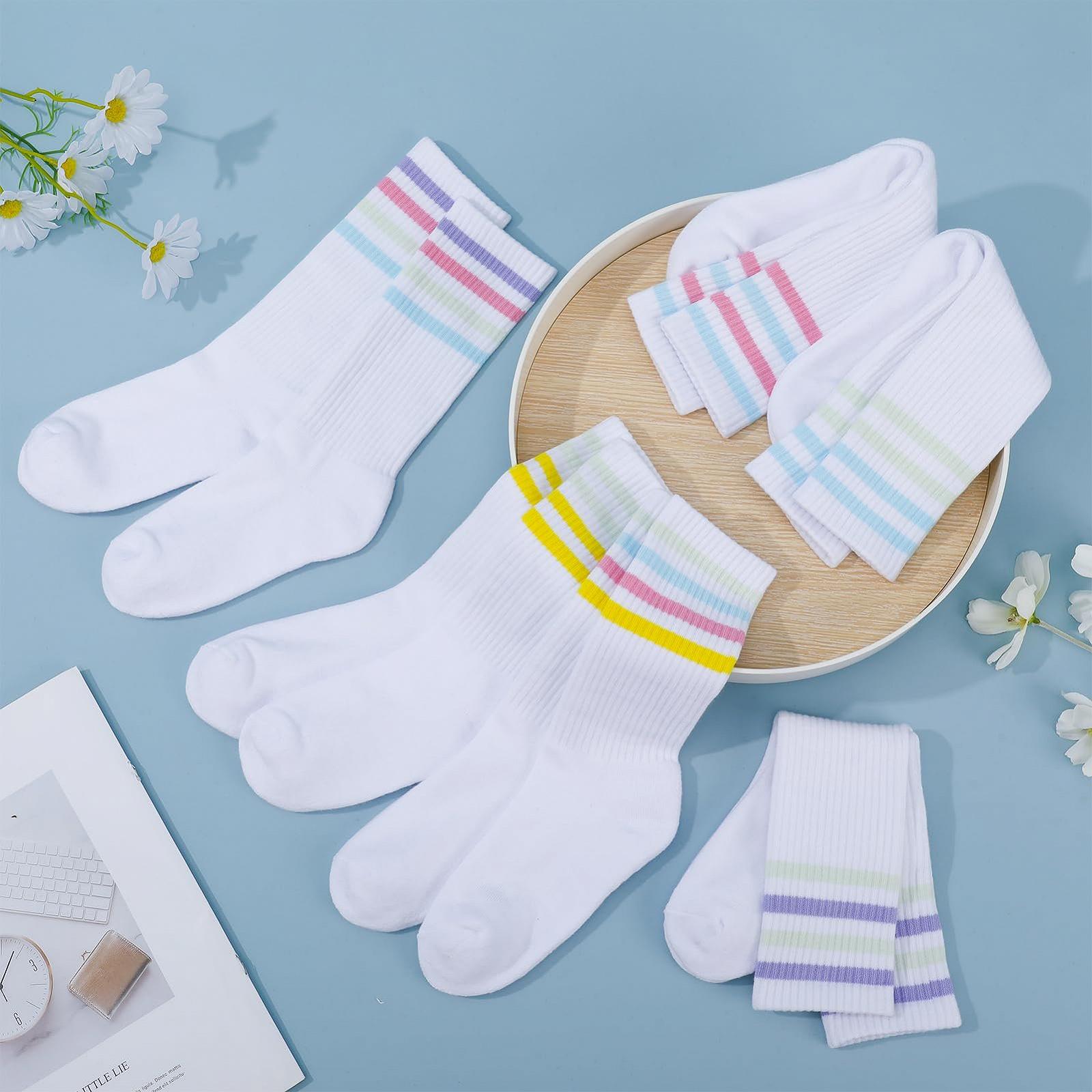 Носки теннисные Женские Носки Хлопковые Носки 36-42 Дышащие Спортивные Носки Белые Ретро Носки-следы 6 пар, фото №7