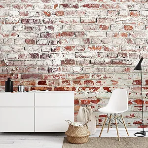 Фотошпалери Runa Art Stone Wall 9083012b Флізелінові 396 x 280 см Біло-коричневі synthetic.ua - Фото 1