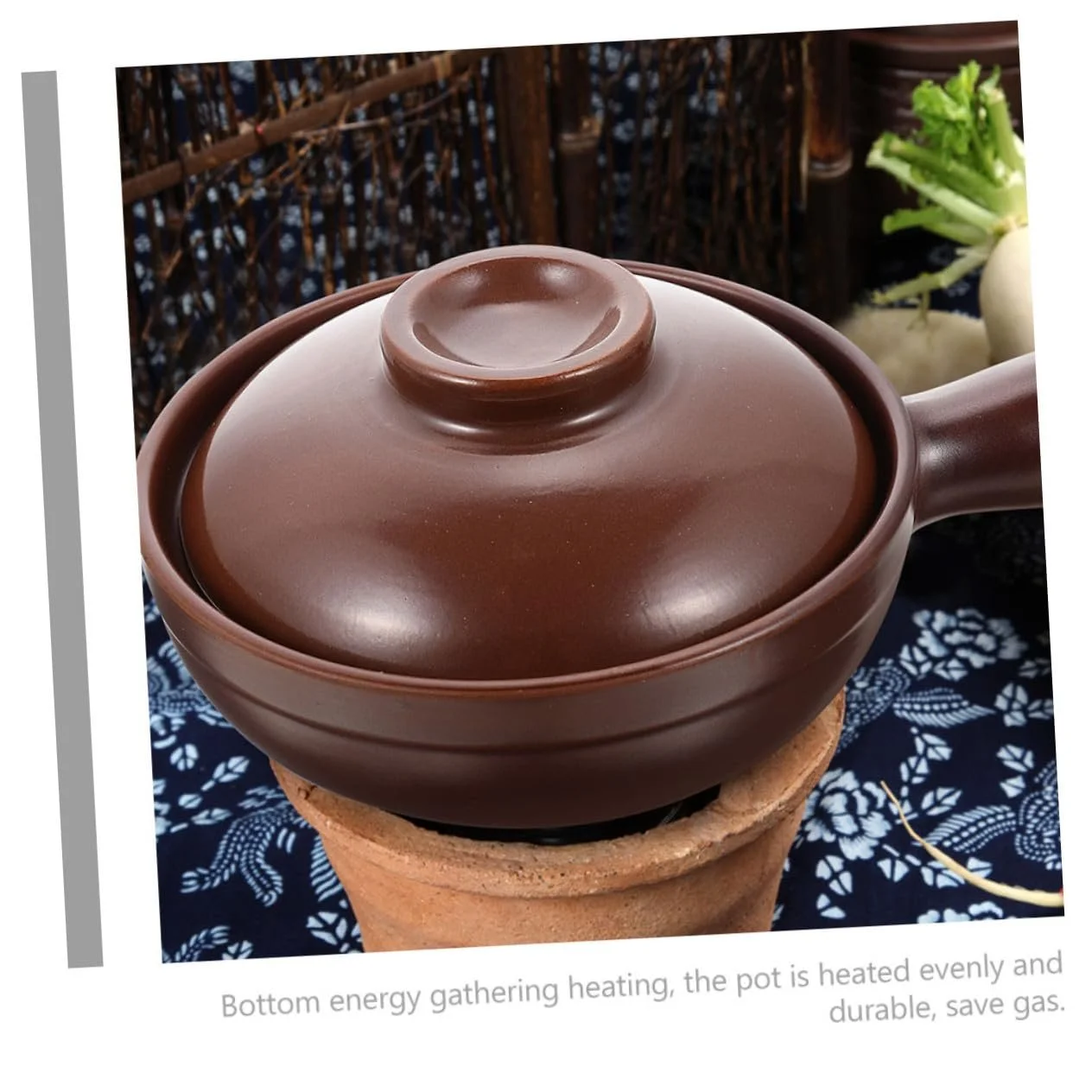 Кастрюля IMIKEYA керамическая термостойкая с крышкой с пароотводом маленькая с одной ручкой, фото №8