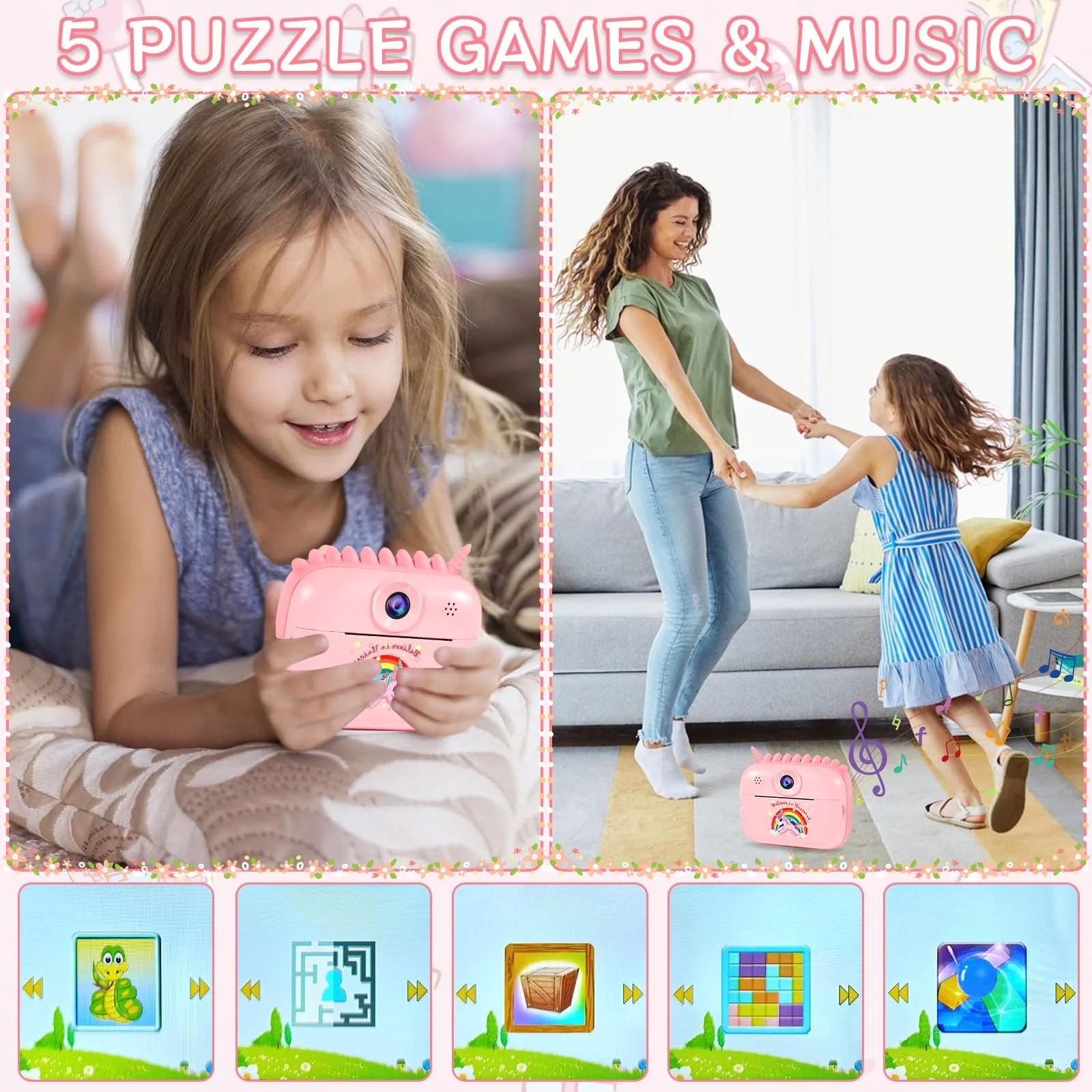 Детская фотокамера мгновенной печати 12MP 2.4" 1080P 32GB Bundle, фото №4