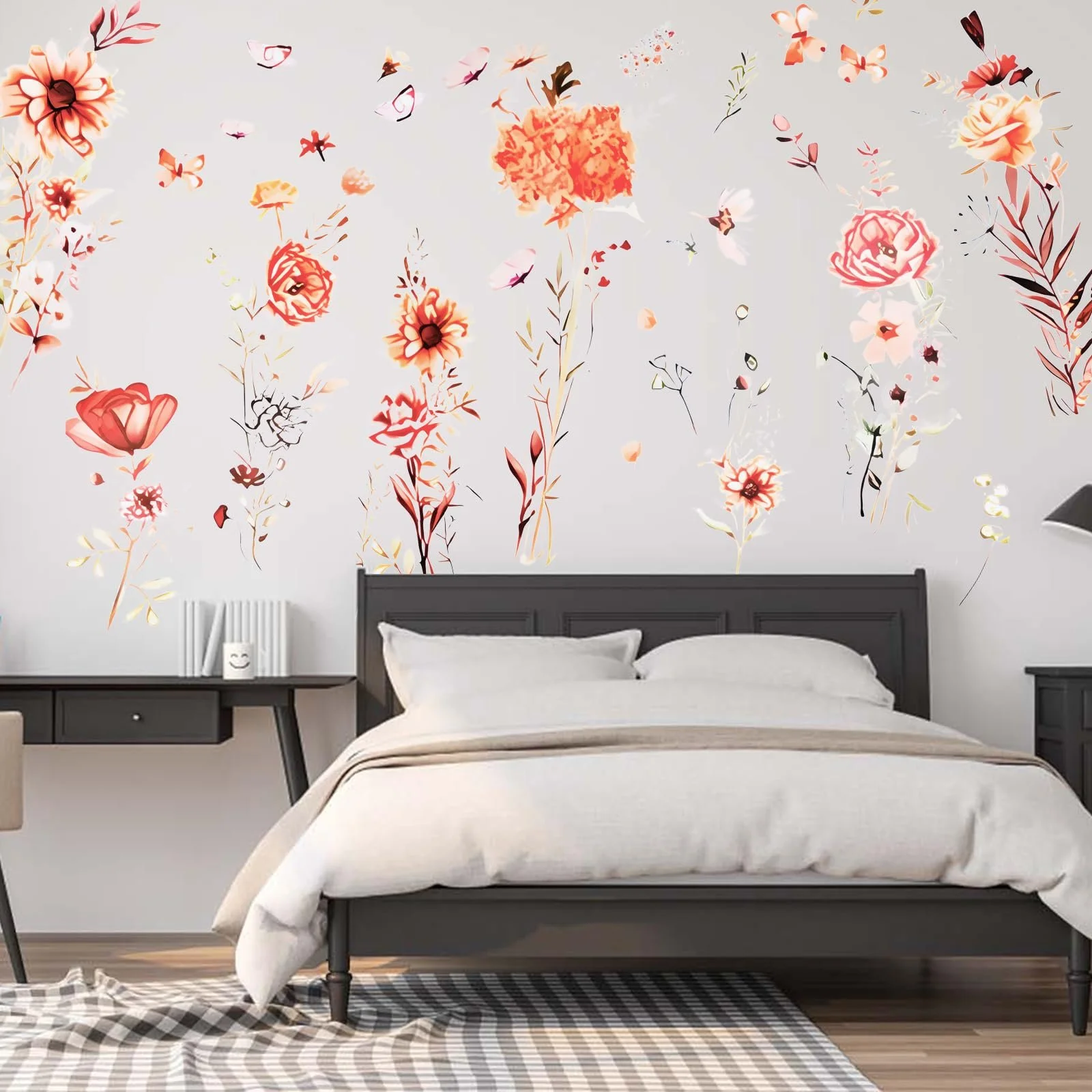 Наклейка на стену Boho Garden Flowers Vintage Design Цветы Бабочки и Трава 30 x 90 см Набор 3 шт., фото №1