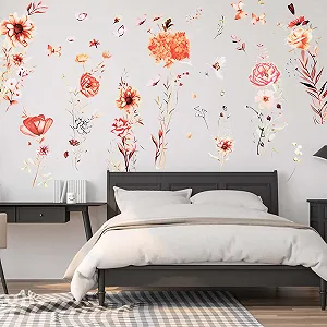 Наклейка на стіну Boho Garden Flowers Vintage Design Квіти Метелики та Трава 30 x 90 см Набір 3 шт. - Фото 1