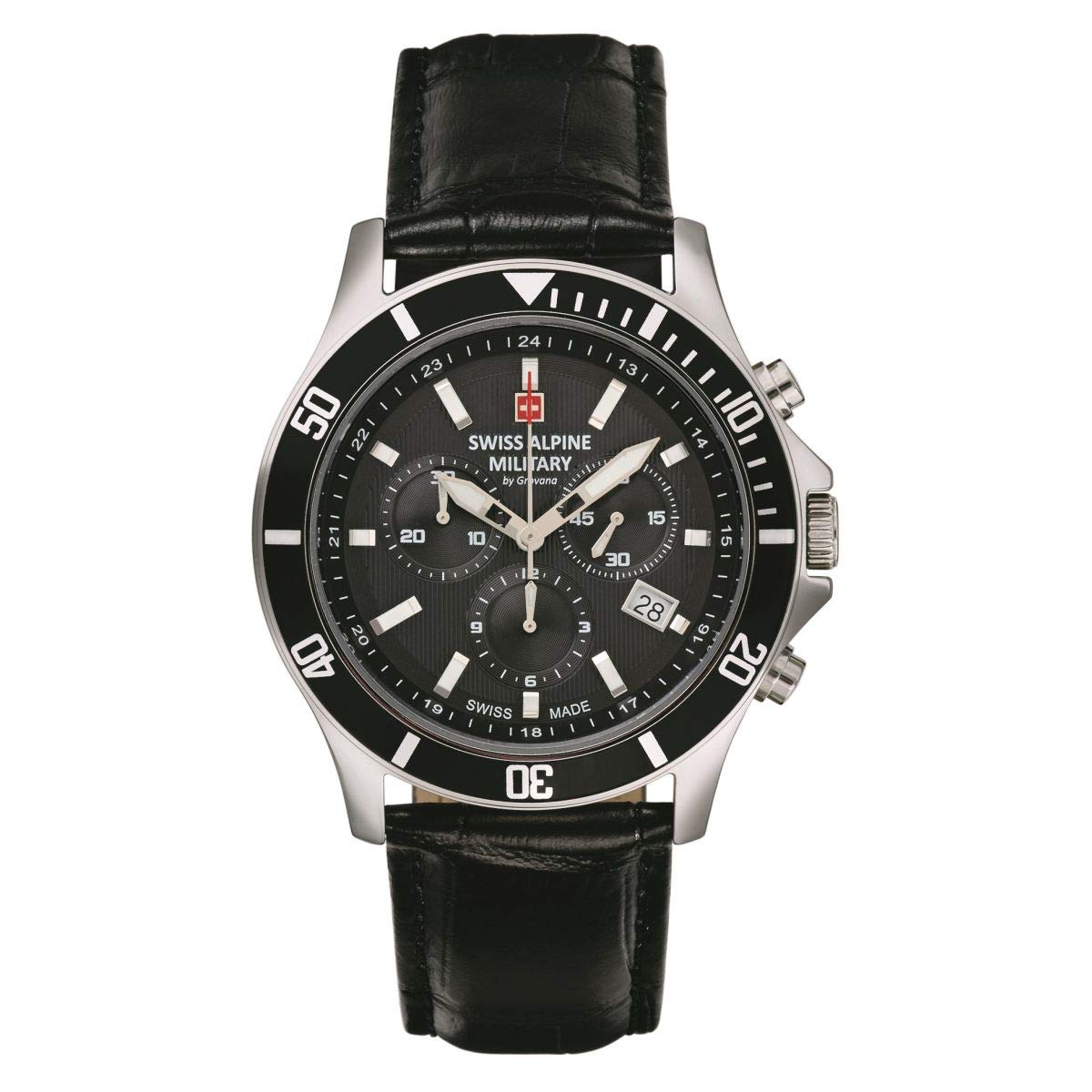 Чоловічий Годинник Swiss Alpine Military Chronograph Analogue Quartz 7022.9537SAM Шкіряний Ремінець Чорний/Сталь/Чорний, фото №1 Чоловічий Годинник Swiss Alpine Military Chronograph Analogue Quartz 7022.9537SAM Шкіряний Ремінець Чорний/Сталь/Чорний, фото №1