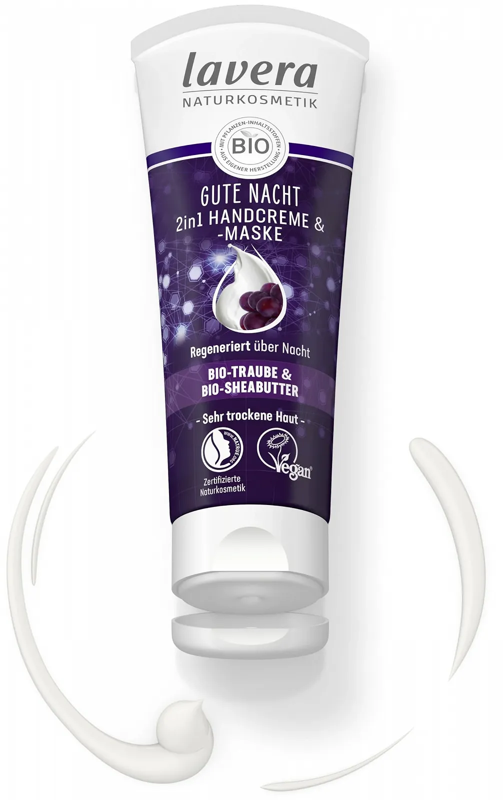 Крем для рук Lavera Gute Nacht 2-в-1 Маска органический виноград и органическое масло ши 75 мл, фото №2