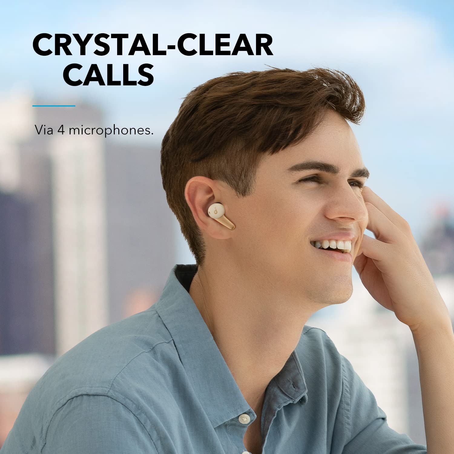 Наушники Soundcore Life Note 3S True Wireless 4 микрофона беспроводная зарядка 35 часов аккумулятора белый, фото №3