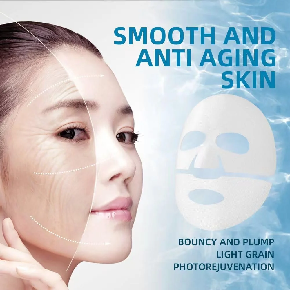 Маска для обличчя колагенова, нічна, органічна, глибокого зволоження, антивікова, ліфтинг, в наборі 5 штук, фото №3