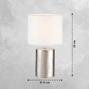 Настільна лампа Fischer & Honsel Prata 50662 35 см античне срібло/білий льон synthetic.ua - Фото 1