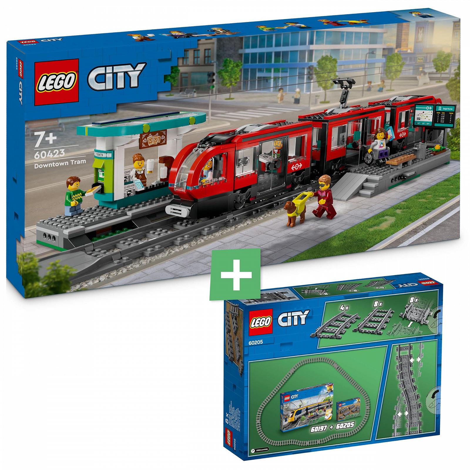 Конструктор Lego City 60423 Трамвай з зупинкою Lego трамвай з розширенням рейок Lego 60205 Lego потяг з зупинкою і рейки Lego City, фото №4