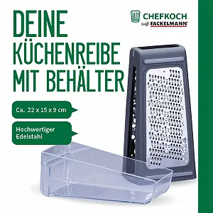 Кухонная терка Fackelmann Chefkoch с контейнером нержавеющая сталь synthetic.ua - Фото 1