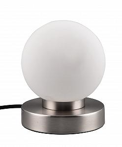 Настільна лампа Reality Leuchten Prinz II R54011001 Метал Матовий нікель Скло Біле E14 Touch - Фото 1