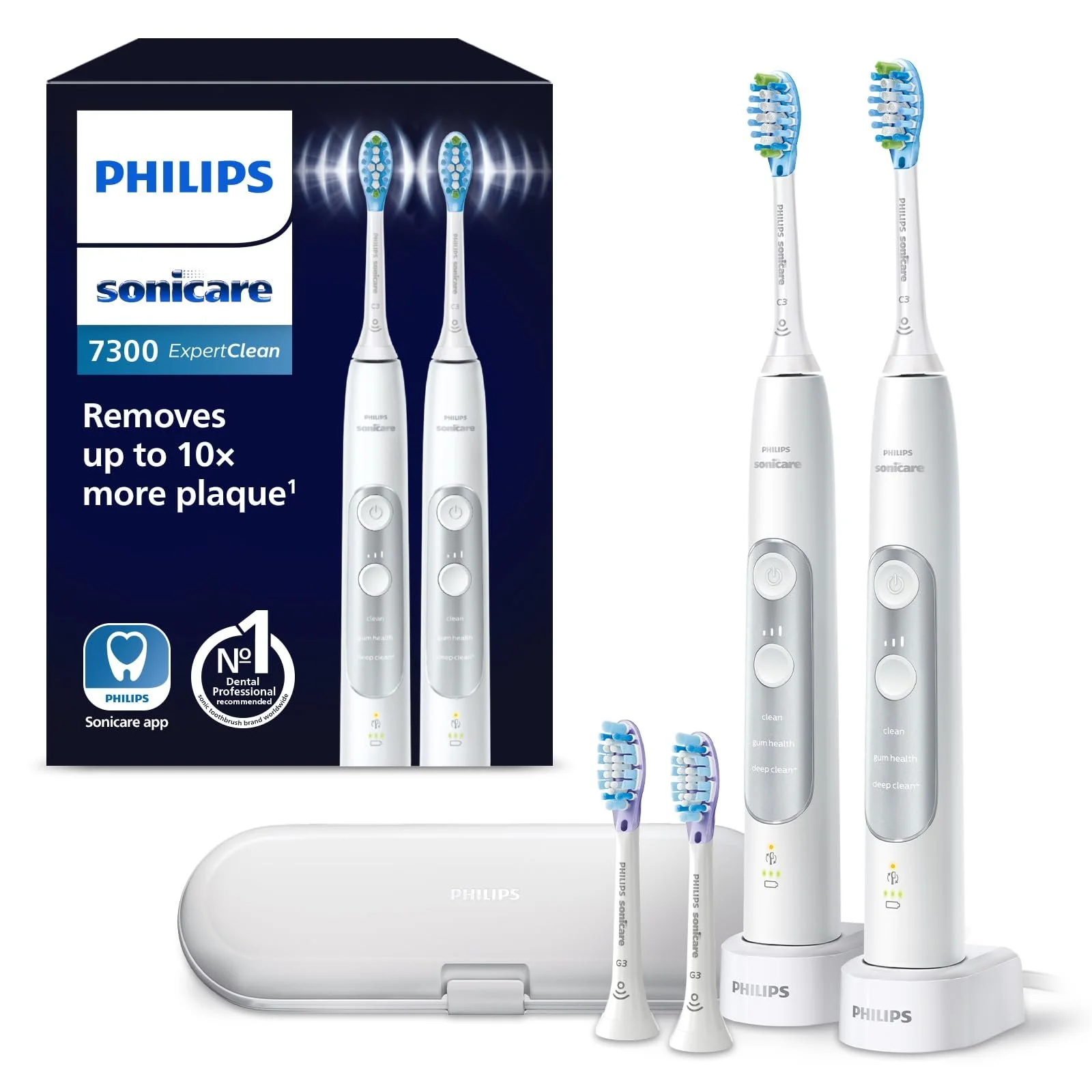 Электрическая зубная щетка Philips Sonicare ExpertClean 7300 HX9611/19 2 шт. White, фото №1