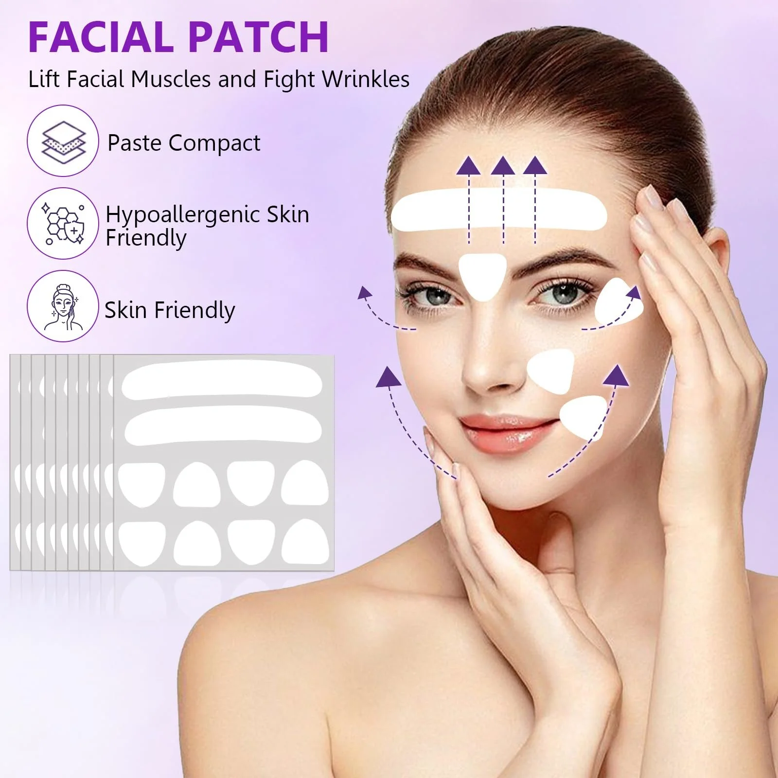 Патчі для обличчя проти зморшок (100 шт.) Прозорі смужки для видалення зморшок, фото №3