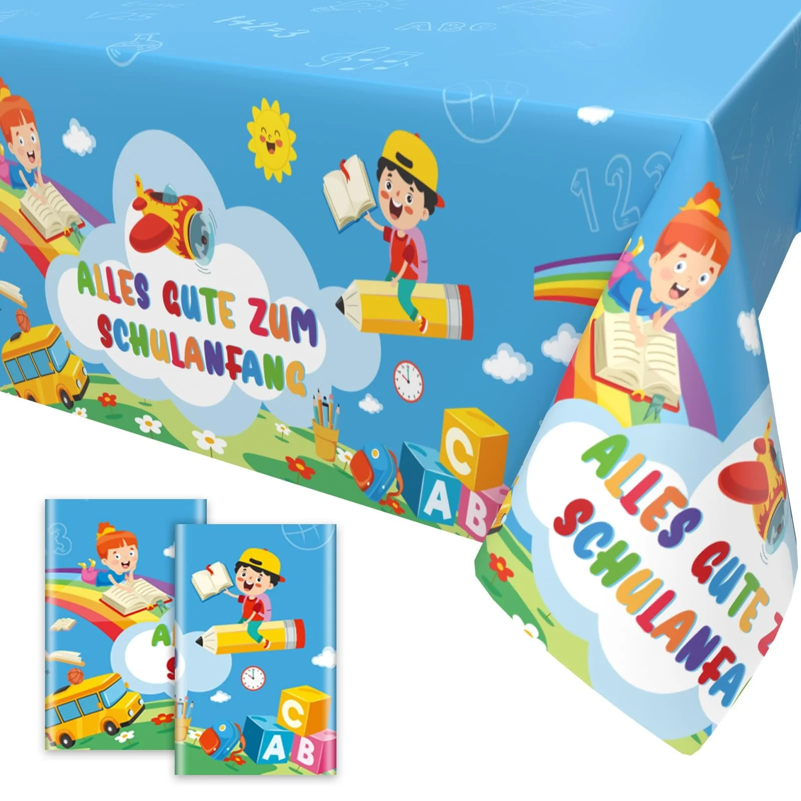 Скатертина Alles Gute Zum Schulanfang Набір 2 шт. Синя 137 x 274 см, фото №1
