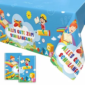Скатертина Alles Gute Zum Schulanfang Набір 2 шт. Синя 137 x 274 см - Фото 1
