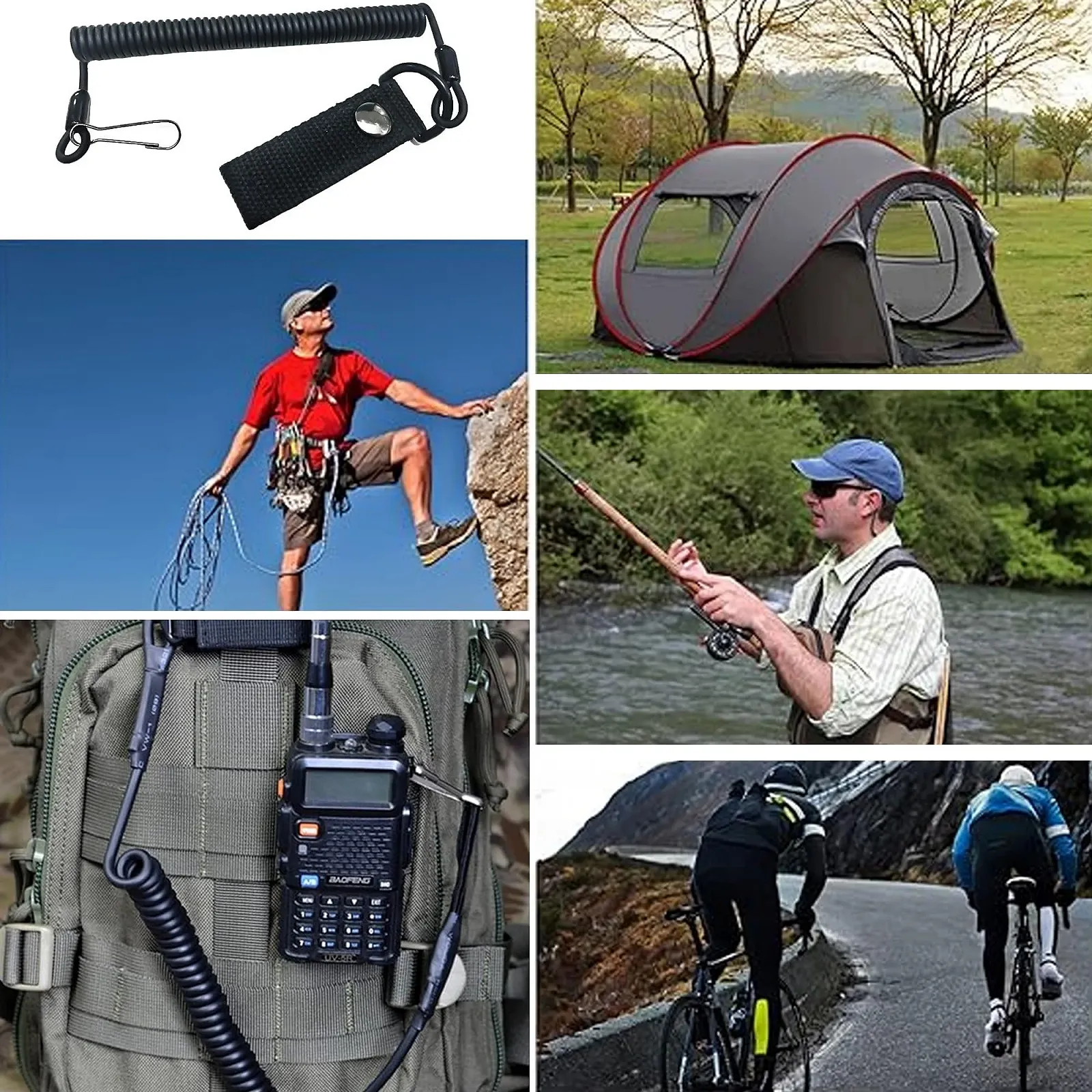 Тактичний спіральний брелок Paracord (2 шт.) чорний, фото №6