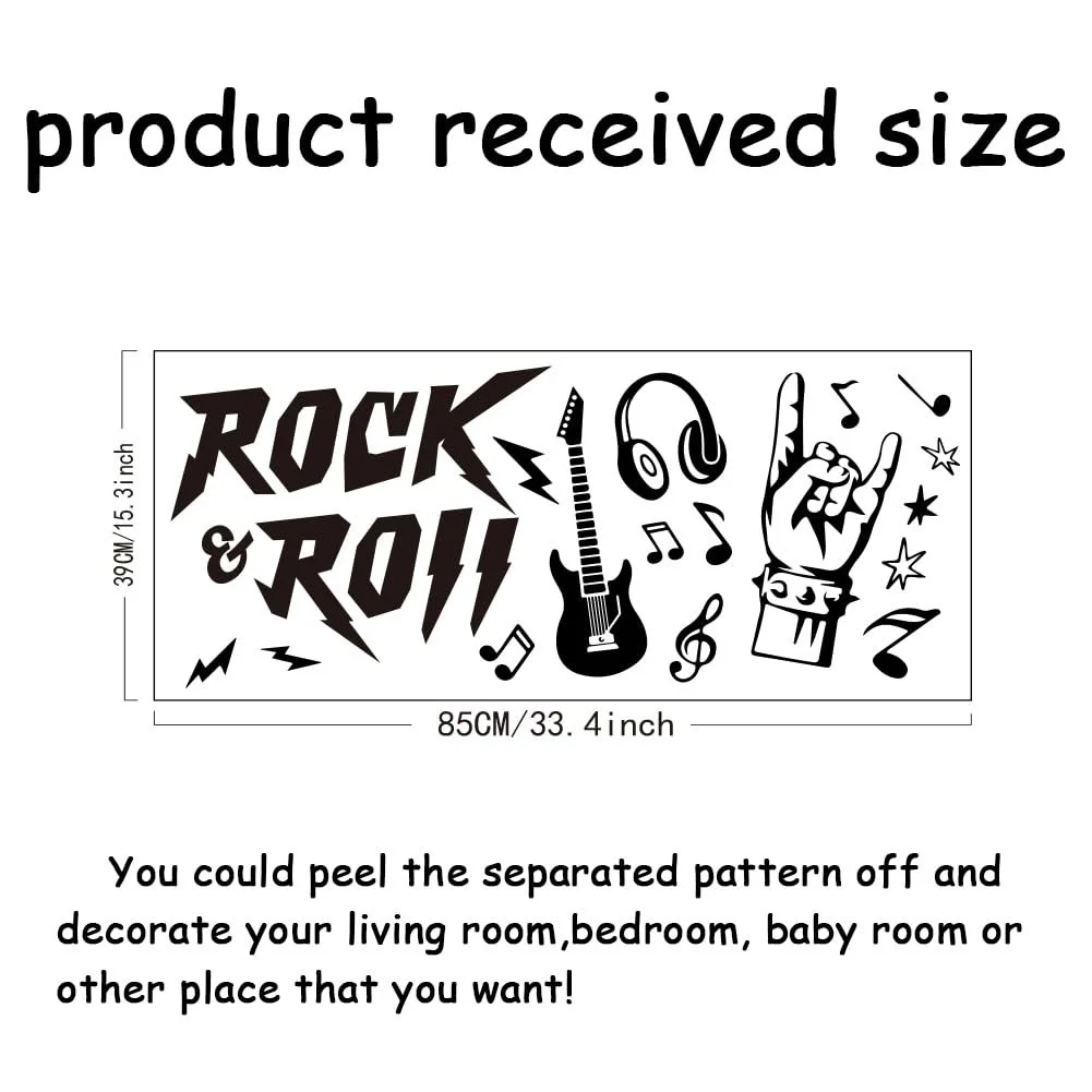Наклейка на стіну SUPERDANT Rock & Roll Електрогітара 39 x 85 см Чорний, фото №3