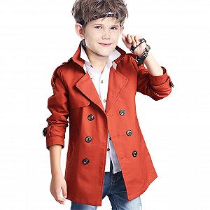 Тренч для хлопчиків L SERVER Дитяча перехідна куртка Вітровка Осіння весняна куртка Вулична куртка Класичний тренч з лацканами Двобортний і з поясом - Фото 1