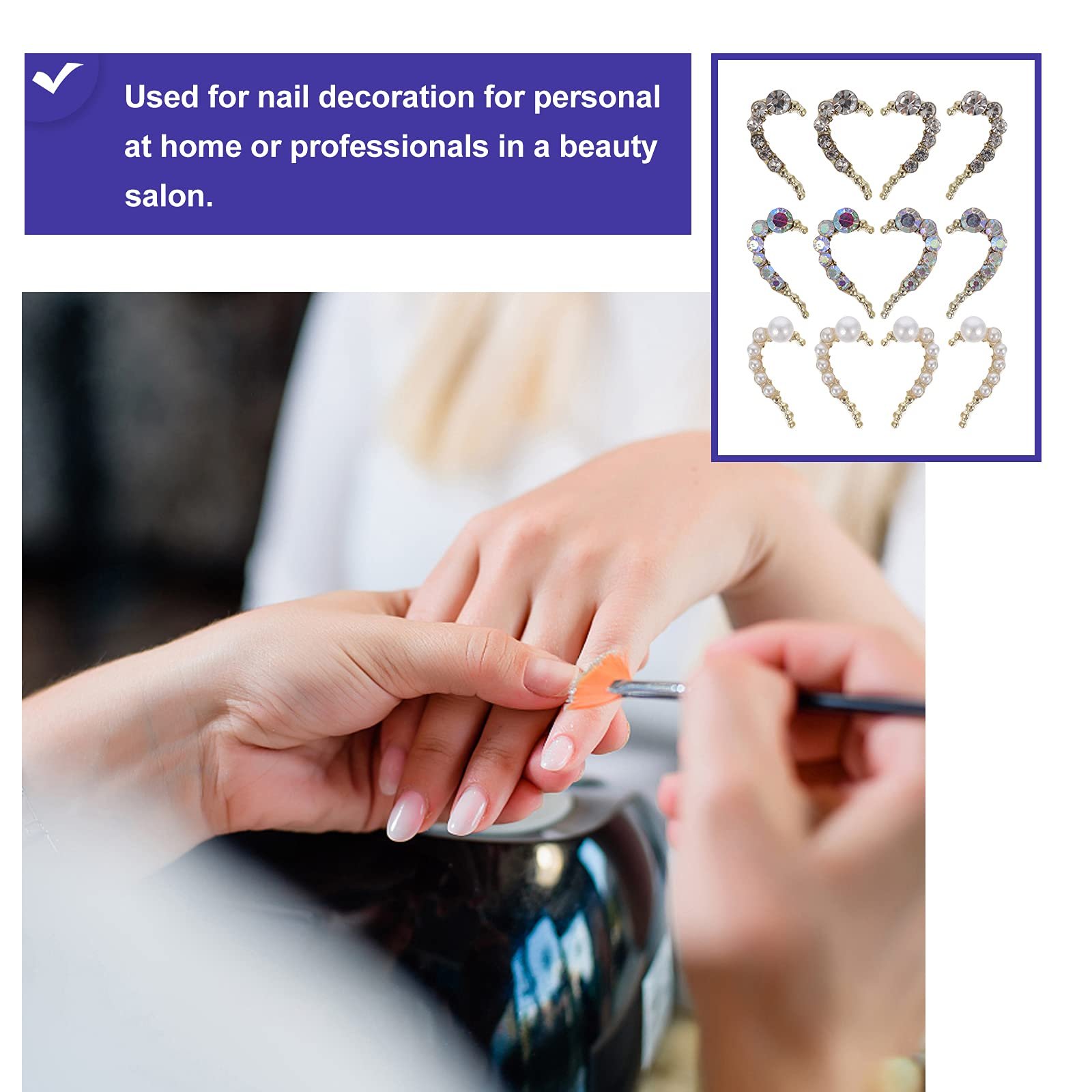 Стрази для нігтів Lurrose Прикраса для нігтів Серце, фото №6