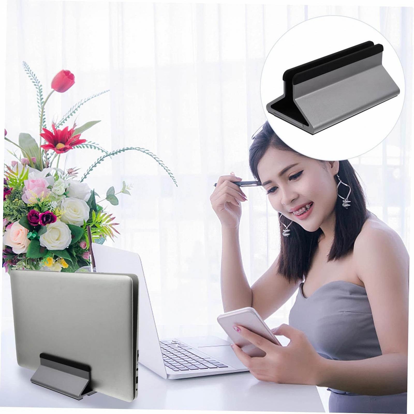 Підставка для ноутбука алюмінієва NUOBESTY, регульована по висоті та стабільна, креативний вертикальний дизайн для охолодження, сумісна з ноутбуками та планшетами для столу, фото №3 Підставка для ноутбука алюмінієва NUOBESTY, регульована по висоті та стабільна, креативний вертикальний дизайн для охолодження, сумісна з ноутбуками та планшетами для столу, фото №3