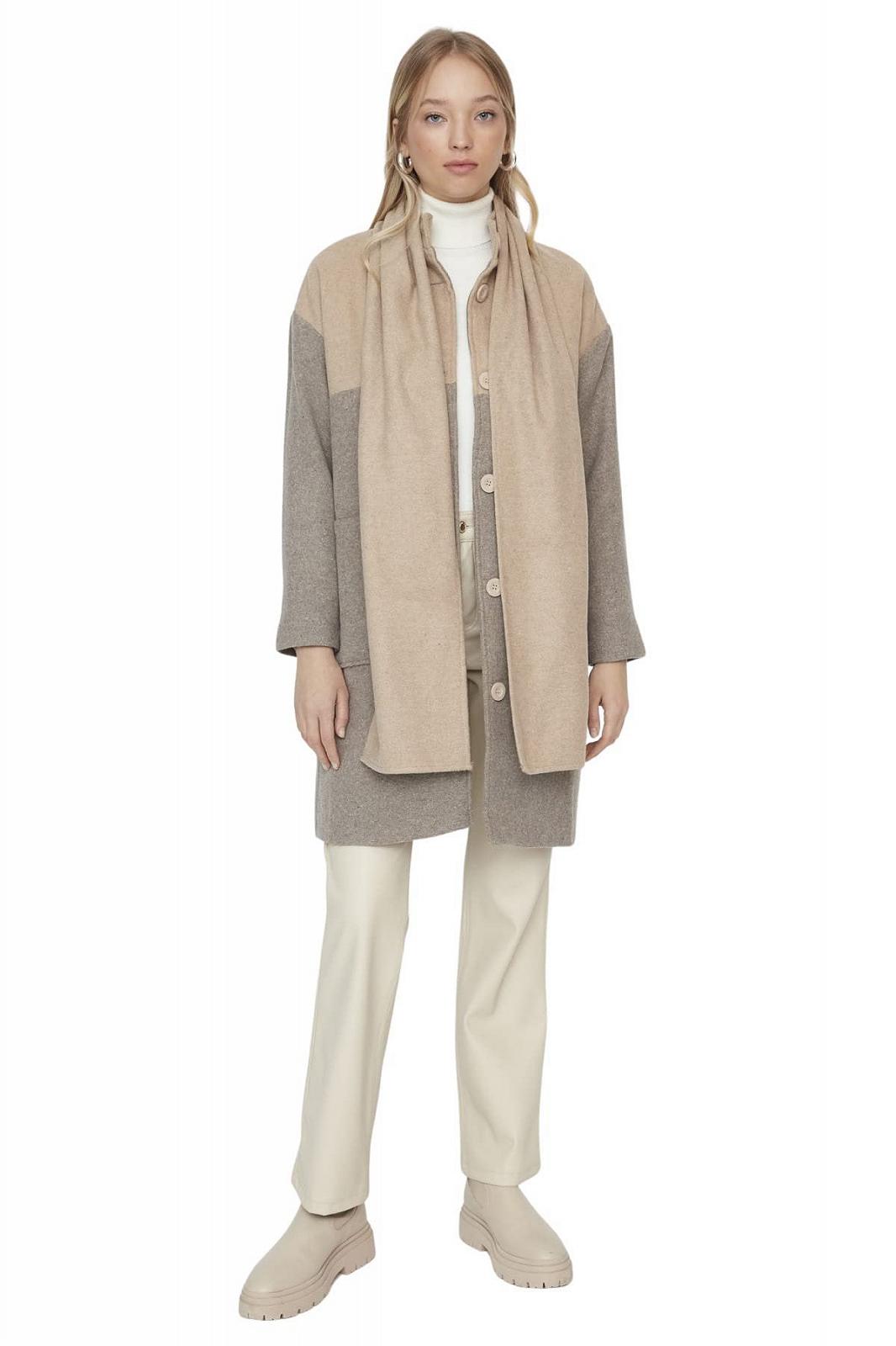 Парка TRENDYOL з тканини доббі, колор-блок, стандартного крою для жінок, фото №2