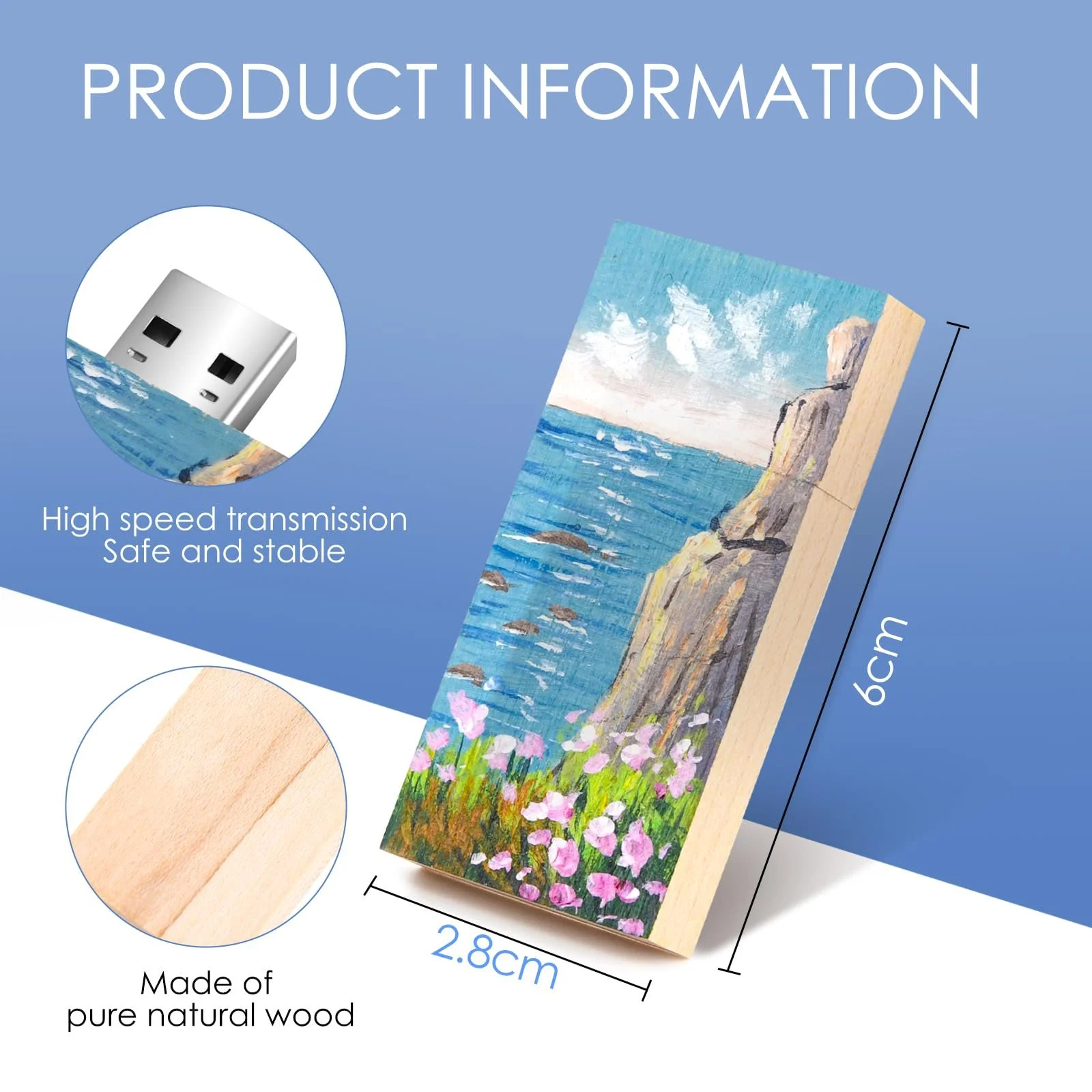 USB-флеш-накопичувач HOZYALE 32 ГБ USB 2.0 Wooden Oil Painting, фото №4 USB-флеш-накопичувач HOZYALE 32 ГБ USB 2.0 Wooden Oil Painting, фото №4