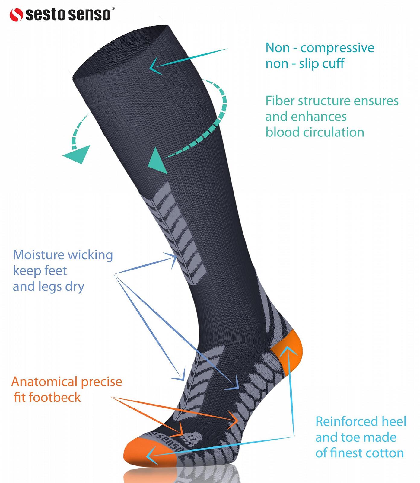 Компрессионные носки Sesto Senso 3 пары Спортивные Женские Мужские Унисекс Разноцветные Высокие Спортивные Носки Носки для бега, фото №7