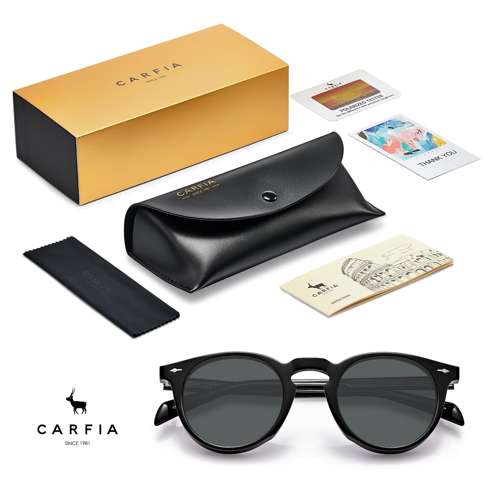 Сонцезахисні окуляри Жіночі Ретро CARFIA Круглі Поляризовані Високої Якості, фото №4