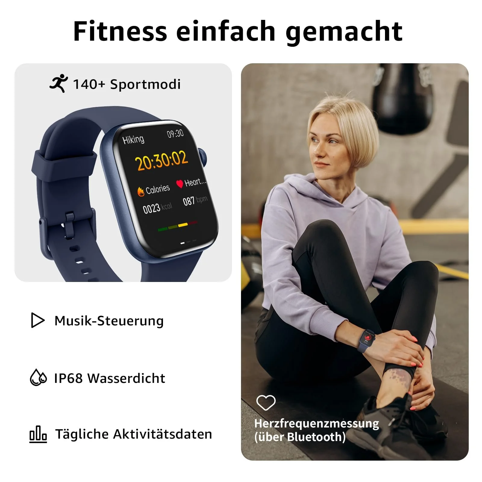 Смартгодинник 1.85 Inch HD Touch Fitness з функцією телефону, 140+ спортивних режимів, монітор серцевого ритму, монітор сну, крокомір, IP68 водонепроникний, фото №3