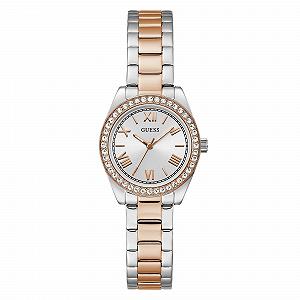Жіночий годинник GUESS GD Mini Luna GW0841L3, нержавіюча сталь, двоколірний, бронзовий, браслет - Фото 1
