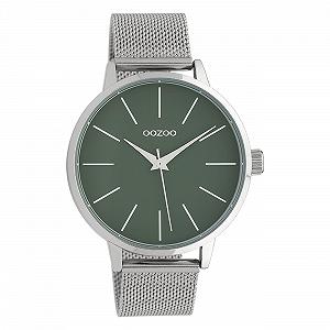 Женские часы Oozoo C10006 Ремешок из миланской нержавеющей стали 42 мм Зеленый / Серебряный - Фото 1