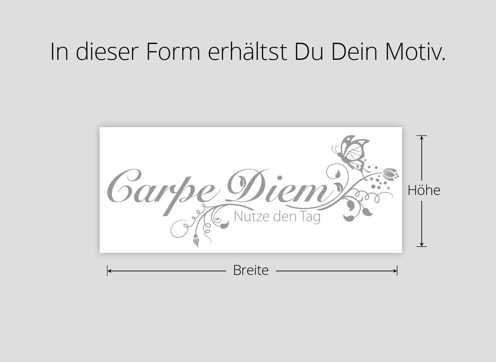 Наклейка на стіну Grandora W710 Carpe Diem Nutze den Tag + Butterfly 120 x 46 см Чорна, фото №3