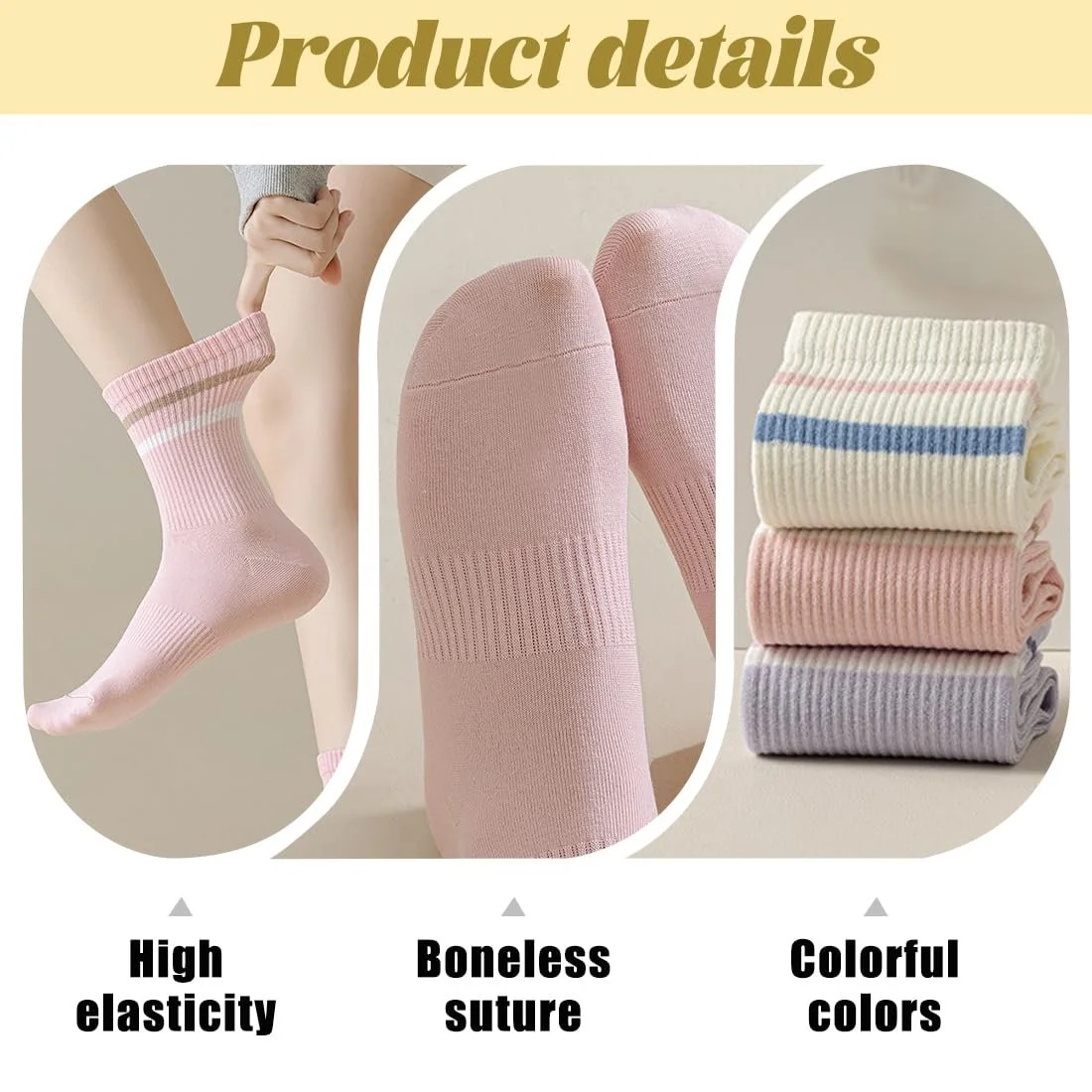 Спортивные носки Хлопок 3 пары Мужские Женские Полосатые, фото №2