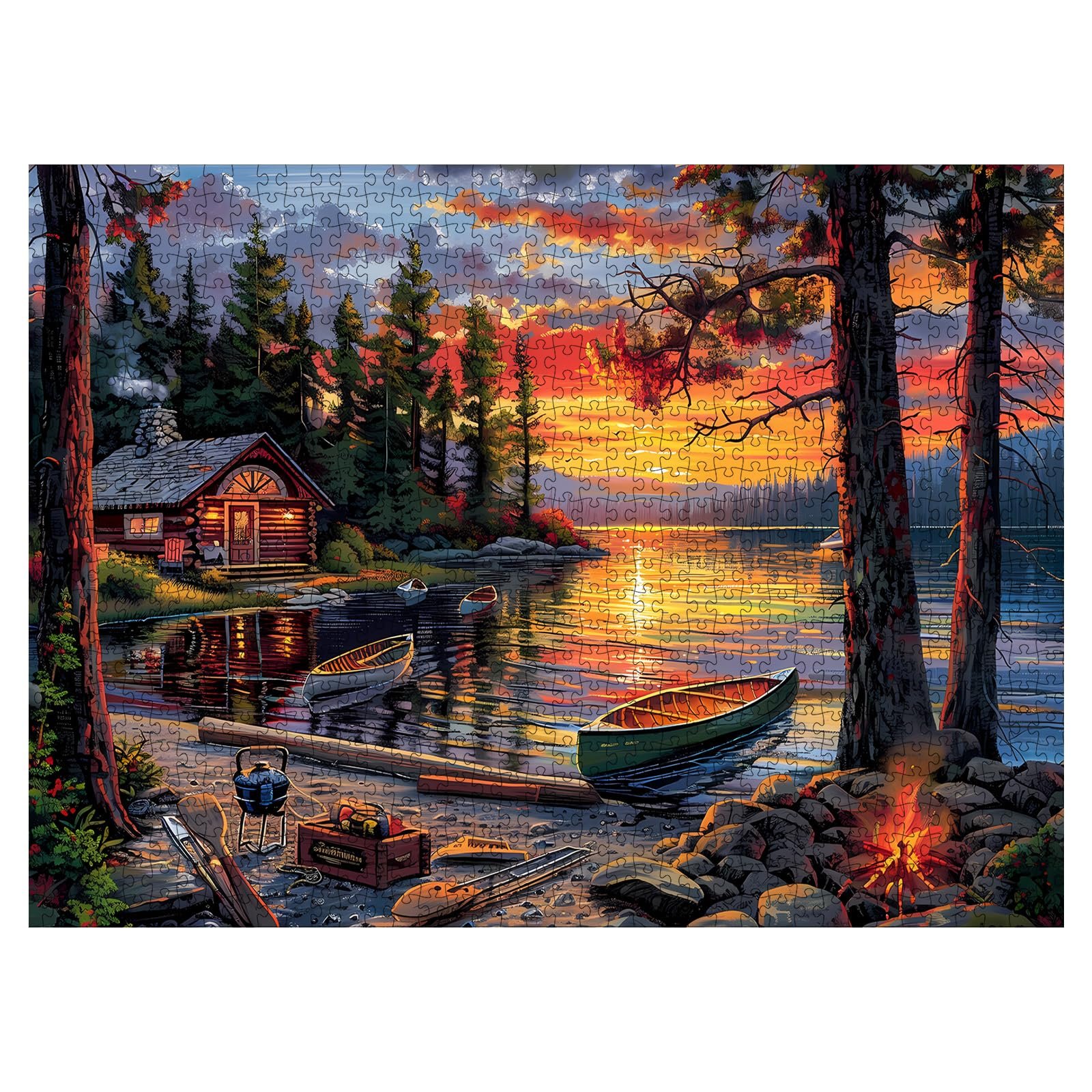 Пазл Classic Озеро з каное 1000 деталей прямокутний сірий картон 70 х 50 см Сірий, фото №1