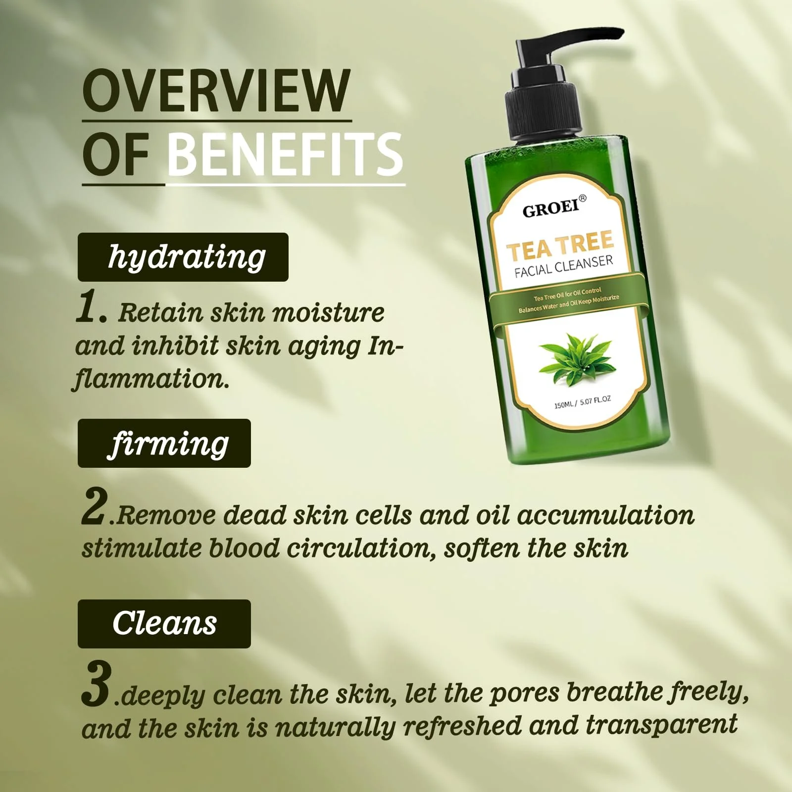 Гель для вмивання з чайним деревом і гліцерином для глибокого очищення пор для чутливої шкіри, 150 мл, фото №3 Гель для вмивання з чайним деревом і гліцерином для глибокого очищення пор для чутливої шкіри, 150 мл, фото №3