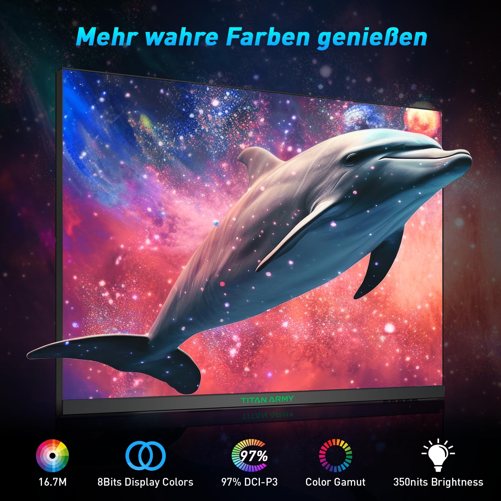 Монитор TITAN ARMY P32A2S2 240Hz 1440P Gaming 32 дюйма QHD 2560 x 1440 Fast IPS 1ms GTG Adaptive-Sync безрамочный HDR400 97% DCI-P3 Low Blue Light регулируемая подставка DP & HDMI x2, фото №6