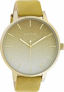 Женские часы Oozoo Timepieces C10833, аналоговые, кожаный ремешок 20 мм, круглые, золото-желтый, белый ремешок - Фото 1