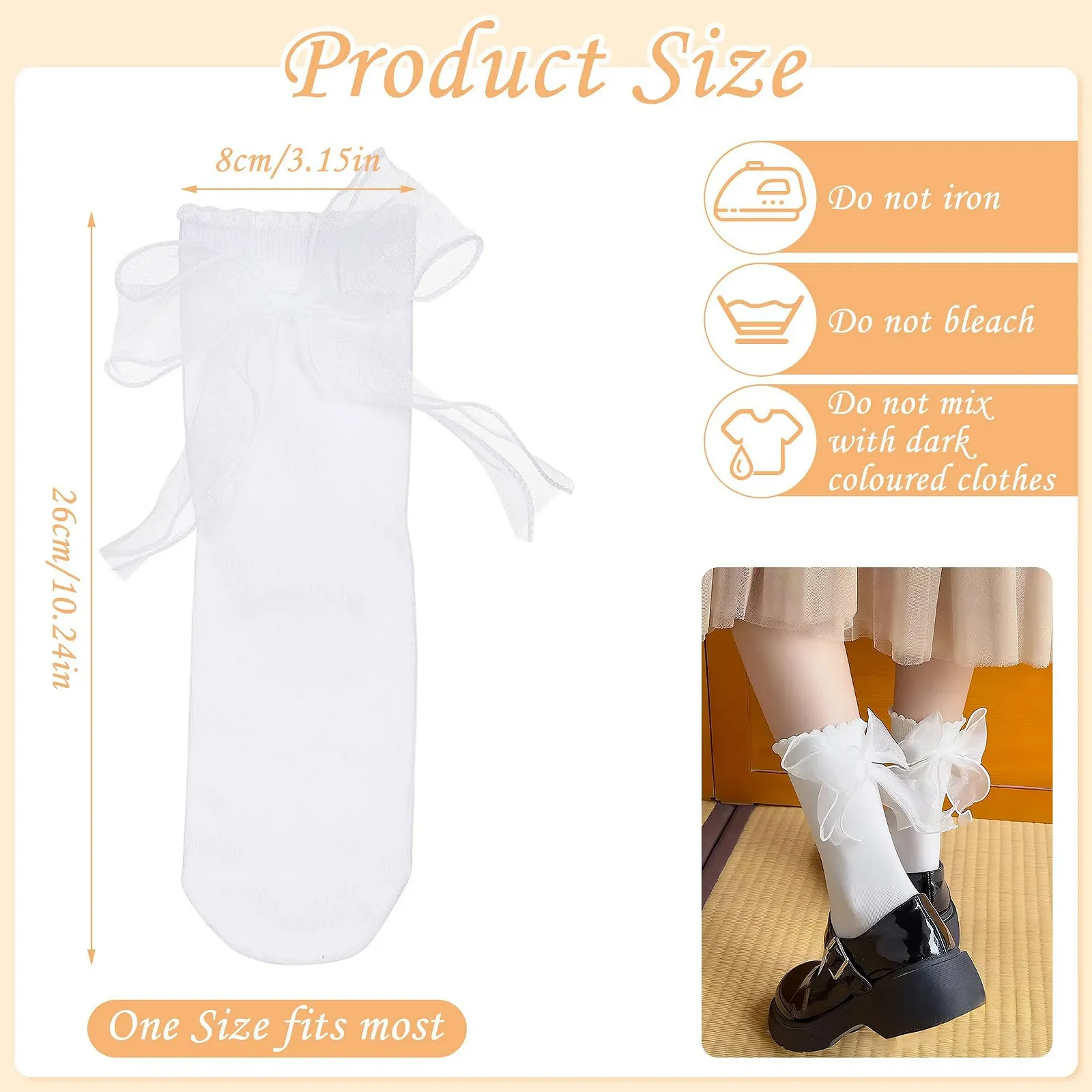 Носки с рюшами и кружевом Черный и белый, 4 пары, фото №6 Носки с рюшами и кружевом Черный и белый, 4 пары, фото №6