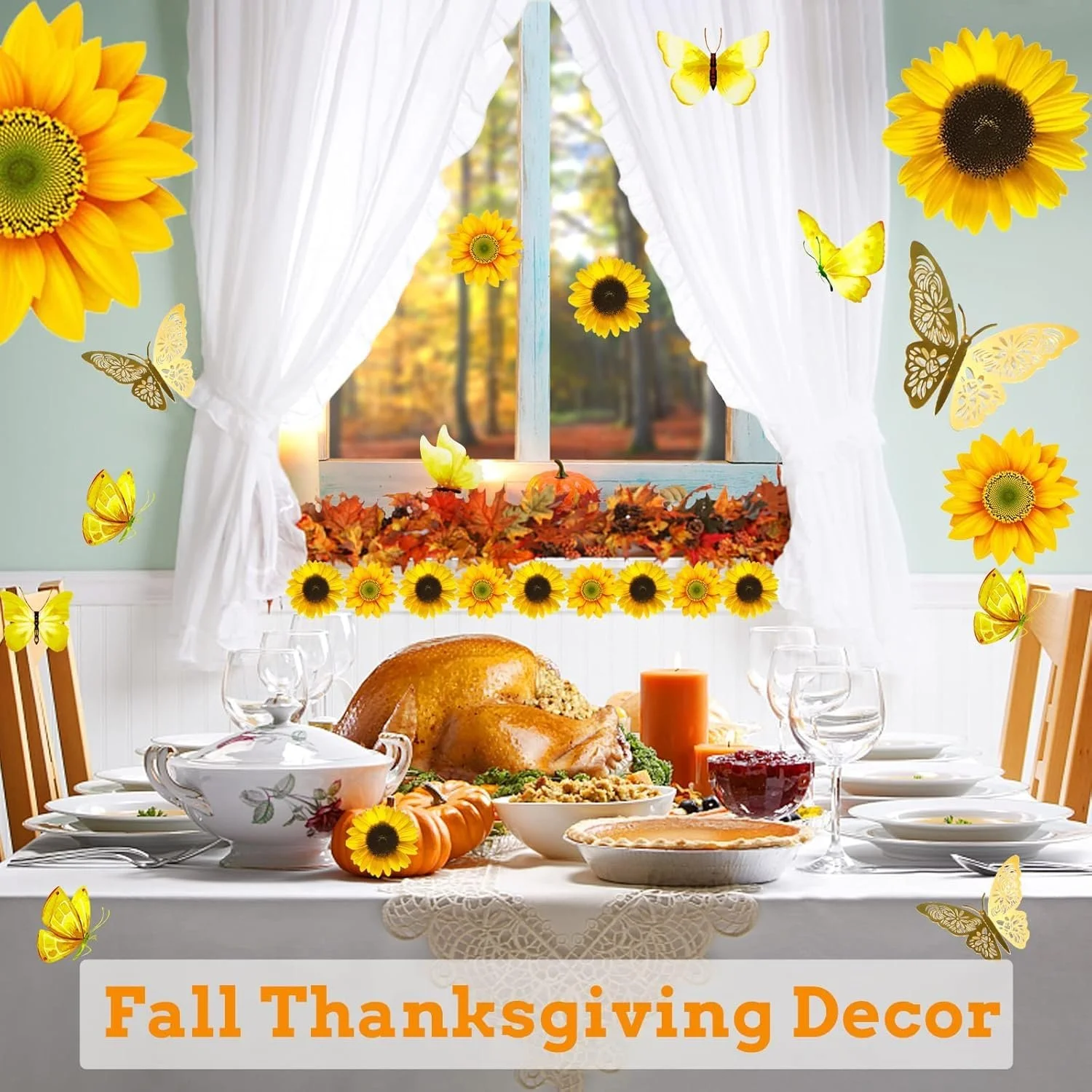 Наклейки на стіну Large Sunflower 39 штук Жовті, фото №9