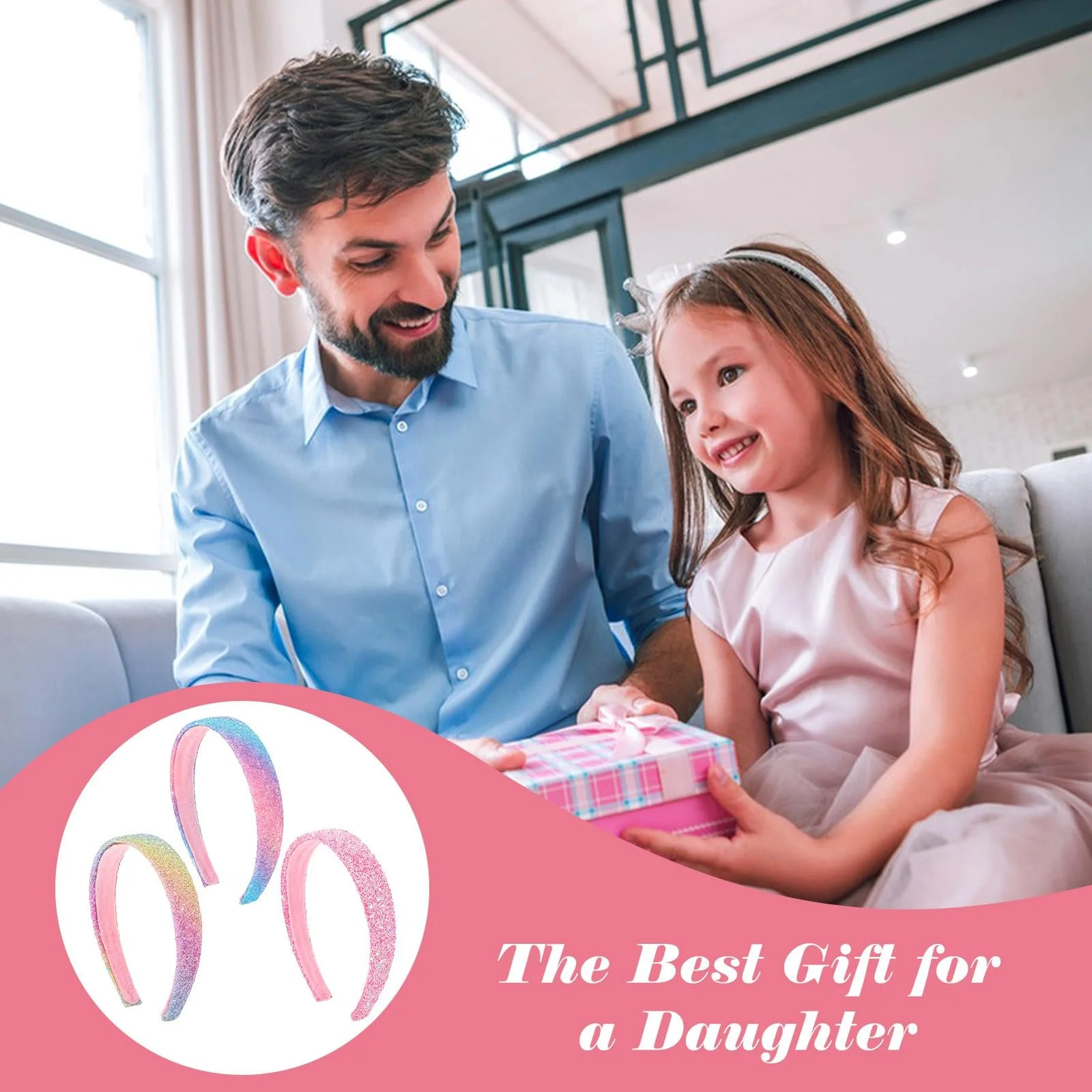 Набор обручей для волос с блестками для девочек (3 шт.), фото №7