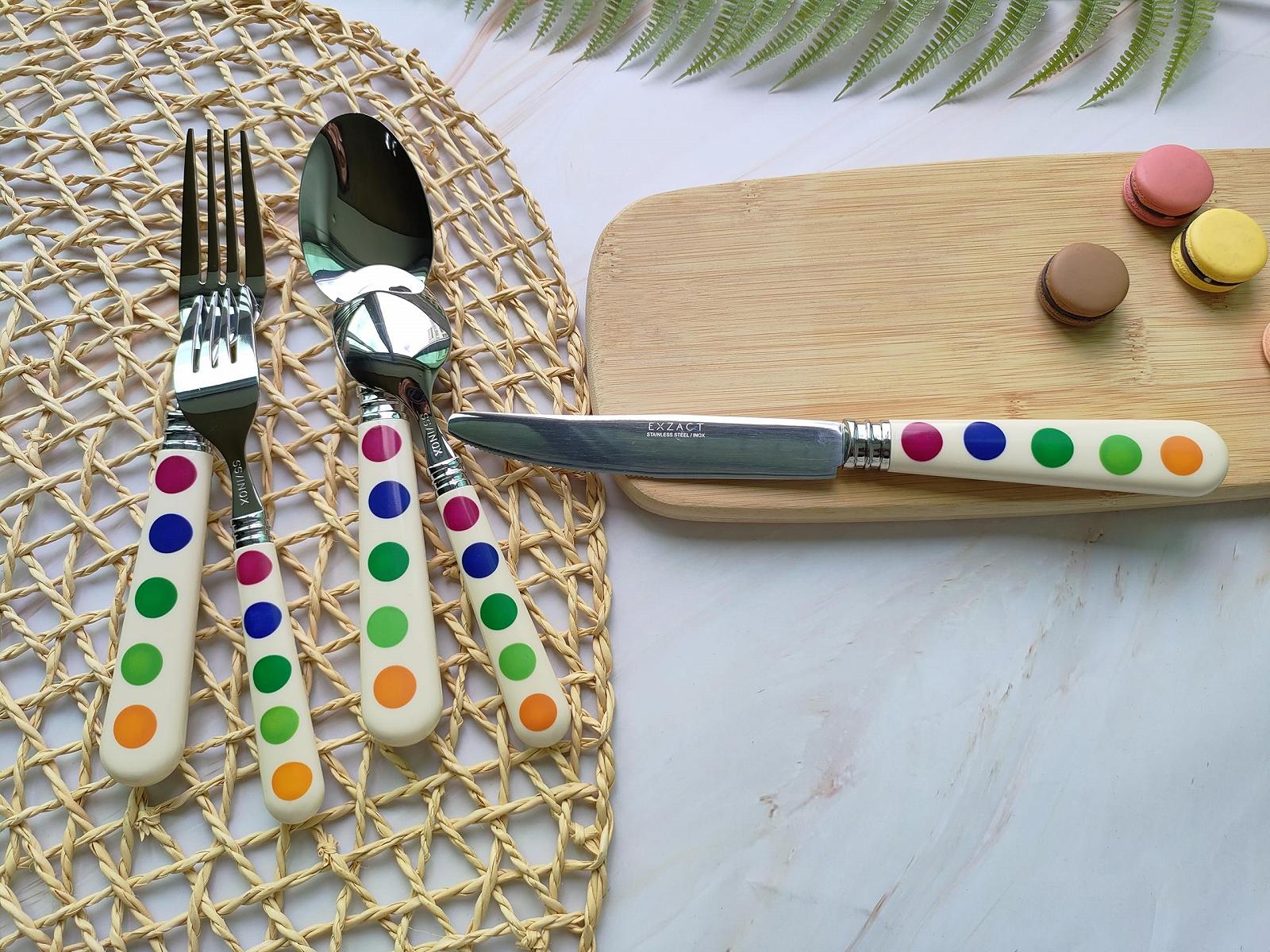 Набір столових приборів EXZACT 20 предметів Polka Dot з дзеркальною поліровкою з нержавіючої сталі, фото №7