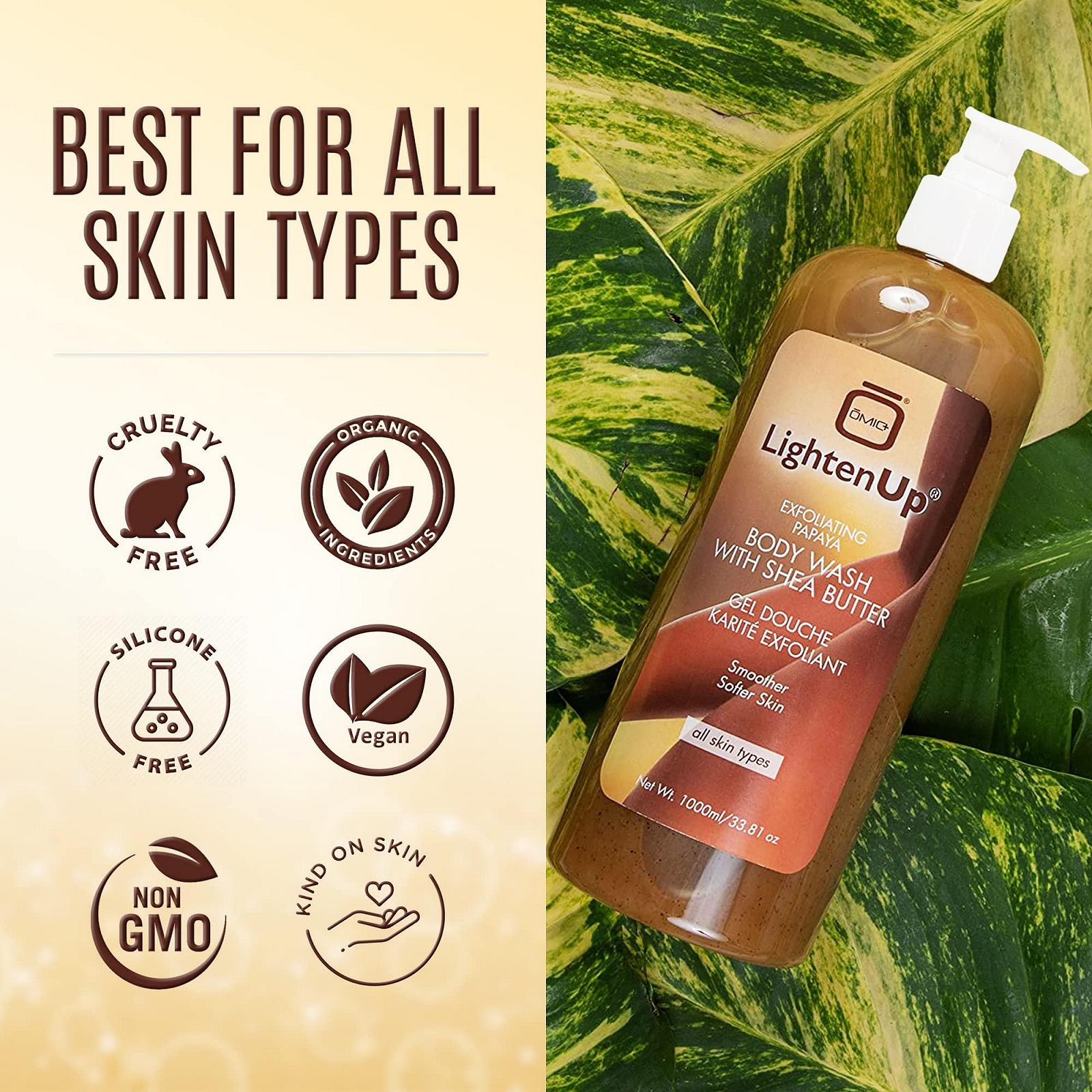 Гель для душу Omic LightenUp Plus відлущувальний з папаєю та олією ши 1000 мл / 33,81 унції, фото №7