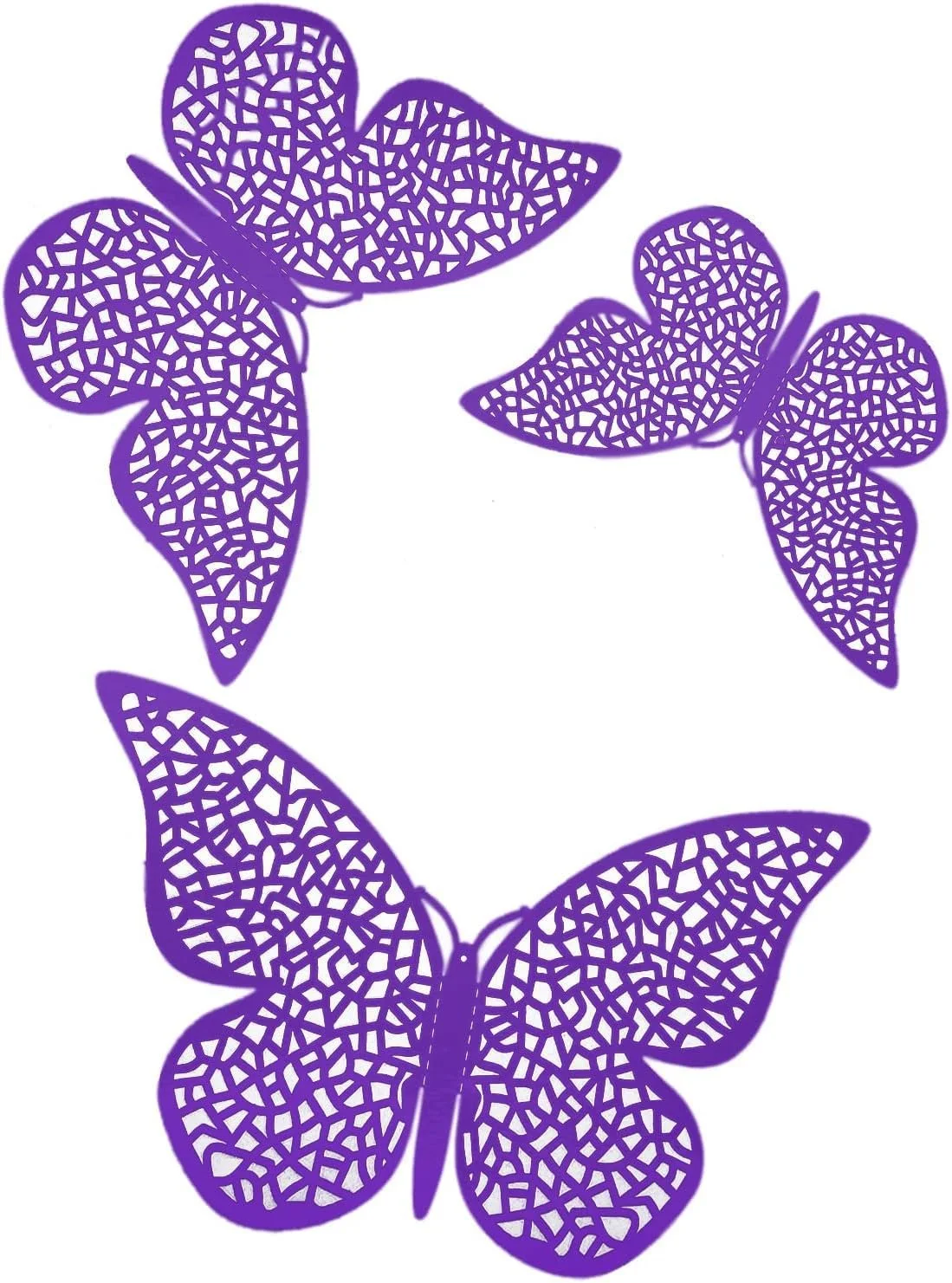 Наклейки на стіну 3D Метелики 150 шт. 3 розміри Ажурні Фіолетові, фото №2