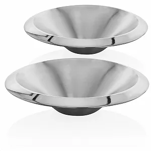 Набор мисок com-four из нержавеющей стали, 2 шт., серебристые - Фото 1